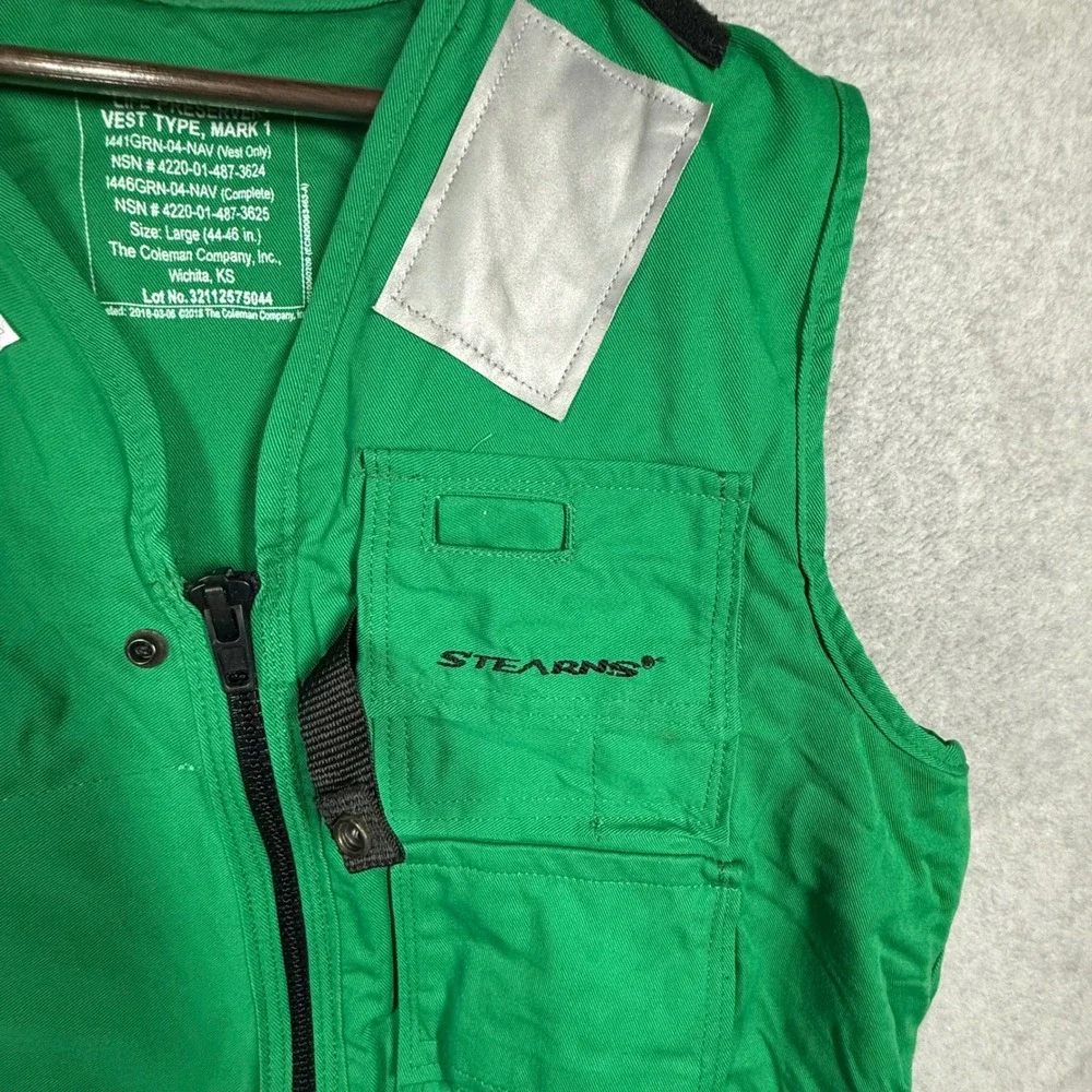 Stearns Life Preserver Vest Mark 1 Green Adult Large Tactical Utility Made USA